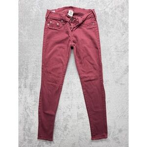 True Religion Jeans Womens‎ 29 Red Skinny Stitched Pockets Made In USA Casey
